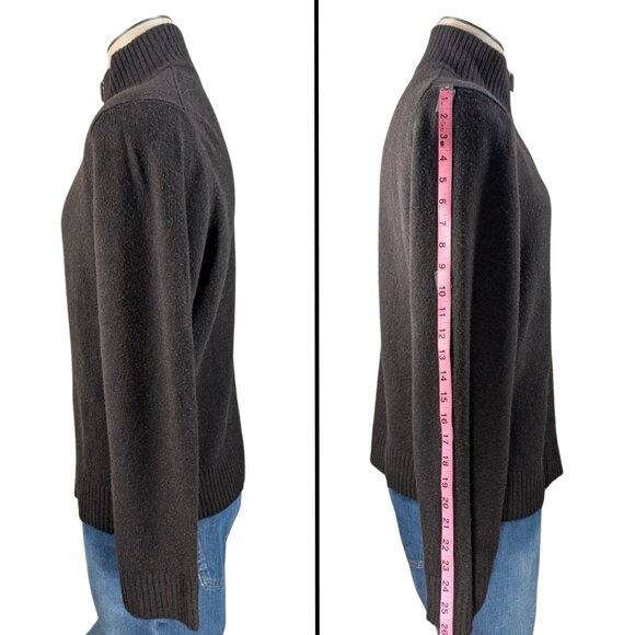 J.Crew Men's Large Brown Lambs Wool 1/4 Zip Pullover Sweater - Picture 3 of 8